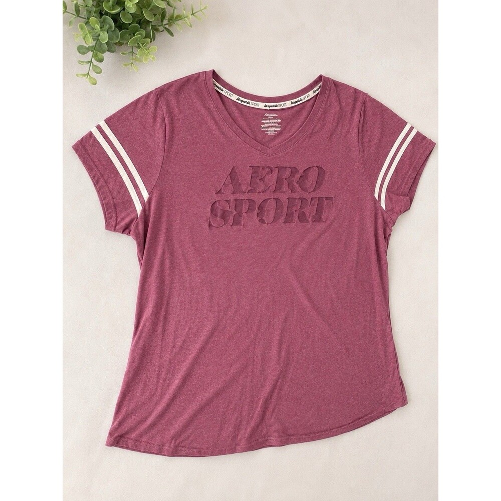 Aéropostale Sport Women's Plus 3X Burgundy V-Neck Short Sleeve T-Shirt